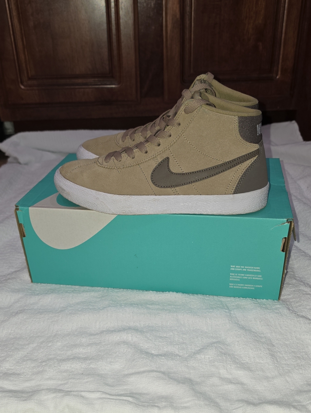 Nike SB Bruin Hi High Suede • Khaki Ridgerock Brown Blazer Women Shoes Size 7.5